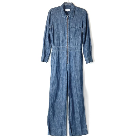 Madewell Denim Wide Leg Zip Front Jumpsuit Coverall Women's Size M